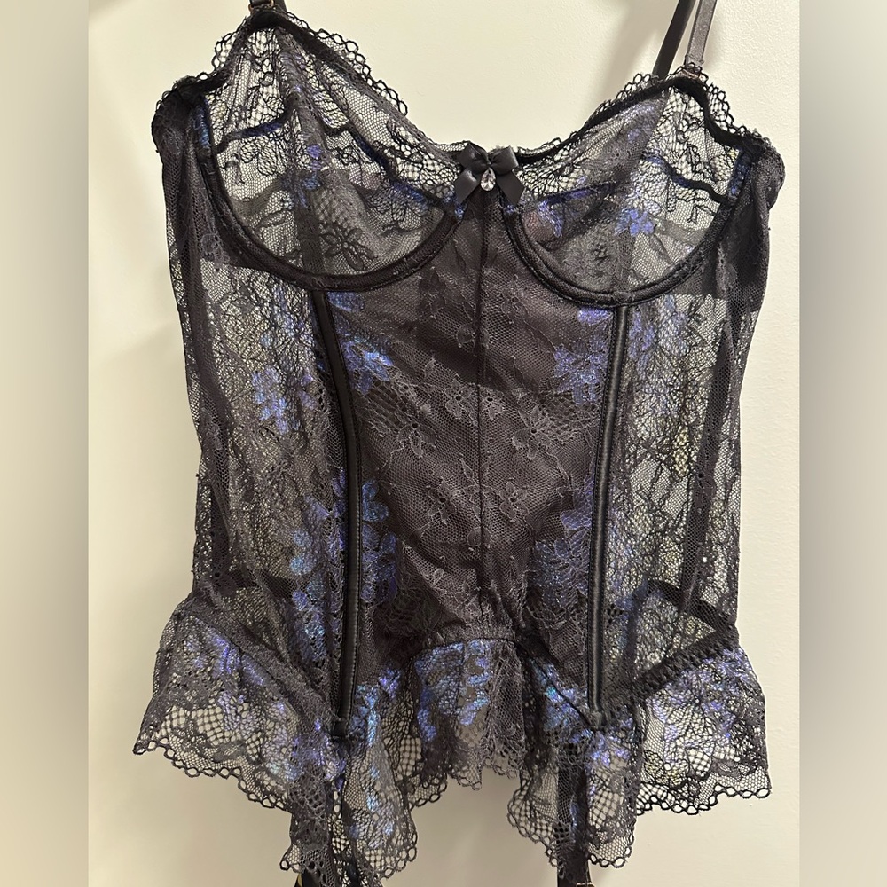 Savage X Fenty Black and Blue Lace Corset